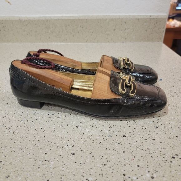 90s Coach Lynnda Black Patent Leather Loafer Size 6.5B - Picture 1 of 12